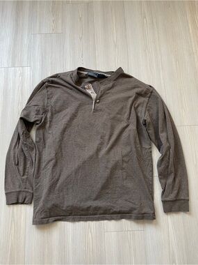Basic Editions Men’s Mocha Brown Long-Sleeve Henley